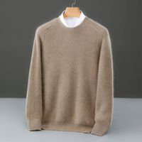 Pull en laine pure à 100% pour homme, col rond, manches longues, pull décontracté automne-hiver, logo personnalisé disponible