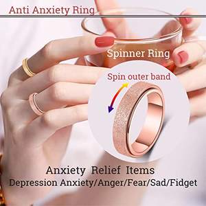 Mode Sand Blast Glitter Roségold Silber Farbe Trau ringe Titan Edelstahl Zappeln Spinning Angst <span class=keywords><strong>Ring</strong></span> für Männer - Product Image 3