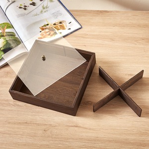 Boîte de rangement en bois avec couvercle, conteneur alimentaire carré multifonctionnel pour noix, bonbons, thé, utilisation dans le salon - Product Image 4