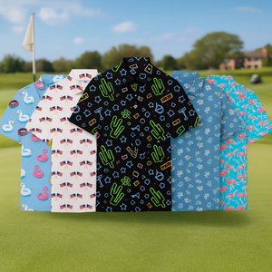 Diseño OEM de alta calidad 70% poliéster 30% Spandex estampado Dry Fit Camisetas Golf Polos logotipo personalizado - Product Image 1