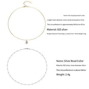 Autentica <span class=keywords><strong>Collana</strong></span> Girocollo Sottile in Argento S925 Placcato Oro 18K con Elegante Ciondolo <span class=keywords><strong>Solitario</strong></span> a Goccia in Moissanite - Product Image 6