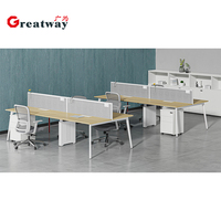 Poste de travail linéaire moderne pour 2 personnes, bureau modulaire pour employés avec cloison de séparation et structure en acier