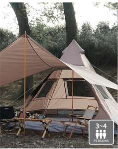 Tenda Indiana Piramidale da Esterno per 3-4 Persone, Pieghevole con Tenda Parasole, Impermeabile e Resistente ai Raggi UV - Product Image 6
