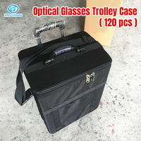 Valise à lunettes optiques noire Oxford, étui de rangement pour lunettes, chariot avec plateaux de présentation pour lunettes