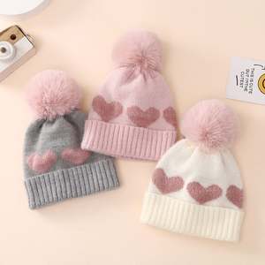 Chapeau d'hiver pour tout-petit, bonnet en tricot avec pompon, mode 2023, unisexe, bébés, uni, pour enfants de 0 à 12 mois, chapeau de sport, turban, mode WH - Product Image 3