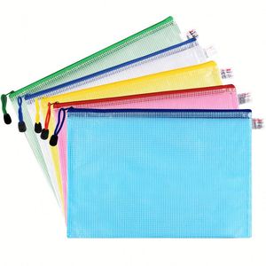 Custom Waterproof <b>Plastic</b> Document <b>Mesh</b> Zipper Pouch Transparent Folder for School Office Supplies A4 Pvc File Bag - Product Image 1