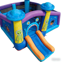 Château gonflable et trampoline à thème OVNI extraterrestre en PVC avec toboggan, capacité supérieure à 500 kg, dimensions 4x4x3m, pour usage scolaire ou de fête