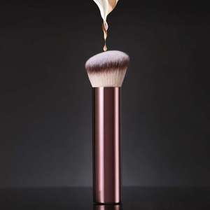 Hg Angled Foundation Brush 25mm Synthetic Hair Metal Handle Flat Brush For Liquid Foundation <b>Makeup</b> <b>Tool</b> - Product Image 2