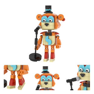 MOC1655-1658 Glamrock Freddy Glamrock Chica Montgomery Gator Roxynne Wolf <span class=keywords><strong>FNAF</strong></span> jeu d'ours de nuit bricolage blocs de construction enfants jouets - Product Image 5