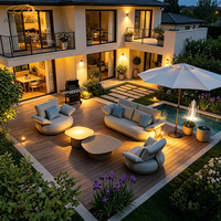 Juego de Sofás de Exterior de Lujo Estilo Nórdico, Muebles de Jardín de Aluminio para Villa, Hotel, Balcón, Resort, Patio