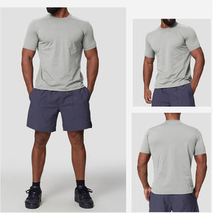 MOQ :1 <span class=keywords><strong>T</strong></span>-<span class=keywords><strong>shirt</strong></span> sportive da <span class=keywords><strong>uomo</strong></span> con struttura da palestra in stile ufficiale magliette elastiche ad asciugatura rapida con Logo personalizzato da palestra, magliette da corsa semplici - Product Image 3