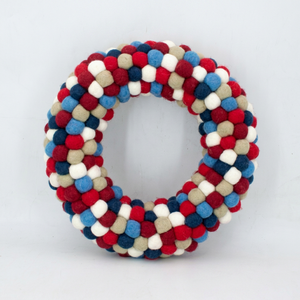 Guirnalda Navideña de Fieltro Blanco con Bolas de Lana, Hecha a Mano, para Colgar en la Puerta, Decoración Navideña para Pared, Decoración Interior para el Hogar, Decoración para Fiestas - Product Image 4