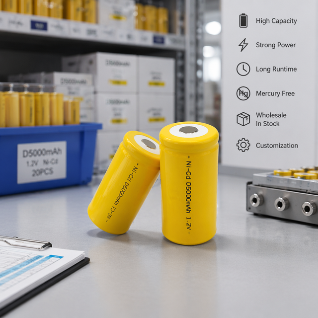 Ni-CD D Size Battery 1.2V 5000mAh Rechargeable D Cell High Capacity Industrial Power Supply