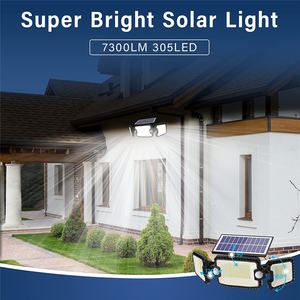 Luz solar para exteriores IP65 resistente al agua 2 sensores de movimiento reflector 7300LM 305 LED ajustable jardín patio garaje foco de seguridad - Product Image 4