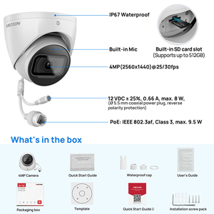 Caméra de surveillance WizSense 4MP CMOS pour la protection <span class=keywords><strong>des</strong></span> cours, détection d'intrusion humaine et de véhicules par détection de fil de déclenchement, anti-vandalisme IP67, objectif fixe, type Eyeball - Product Image 4