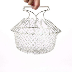Panier à frites pliable et multifonctionnel, en acier inoxydable, bon marché, de cuisine, avec chaîne - Product Image 1