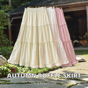 Falda Maxi con Volantes en Línea A para Mujer, Otoño 2025, Transpirable, Cintura Natural, Elegante, Tela de Malla, Sostenible, Venta al Por Mayor - Product Image 2