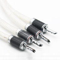 Câble de haut-parleur HIFI haut de gamme 7NOCC plaqué argent avec connecteurs banane vers fourche et blindage tressé pour projecteur, lecteur DVD et ordinateur