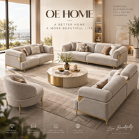 Modernes Luxus-Wohnzimmer-Sofa-Set Stoffbezogenes 3-Sitzer 2-Sitzer Sofa und Sessel mit Goldmetallrahmen