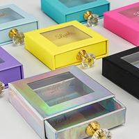 Boîte à tiroirs en papier colorée personnalisée avec logo du fabricant, emballage cosmétique pour cils