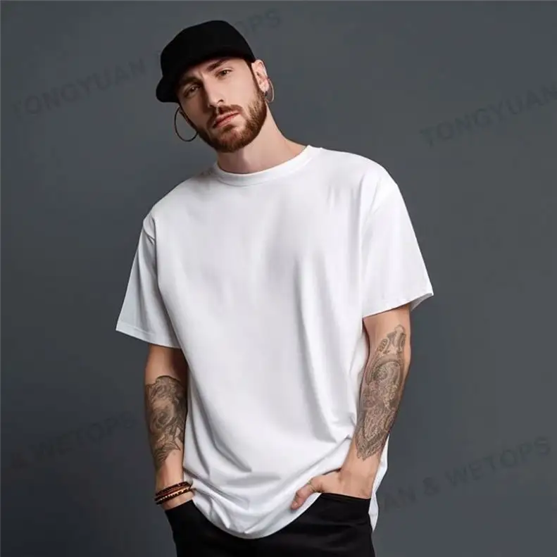 Übergroße leere T-Shirts Premium Pure Cotton Solid Schwarz Weiß Klassisches Kurzarm-T-Shirt Summer Casual Men Plus Size T-Shirt