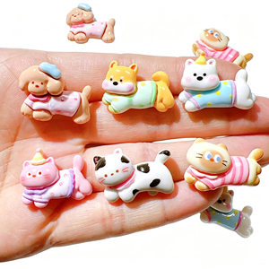 Figuras de Resina de Animales Kawaii, Adornos Ecológicos de Gatos y Perros Corriendo, Charms Delgados para Manualidades, Hebillas para Zapatos, Regalo Empresarial - Product Image 1