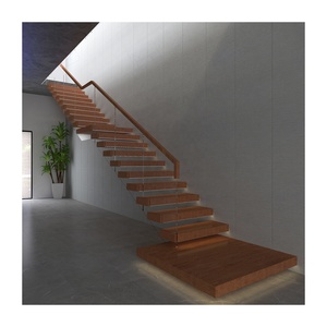 Escalón <span class=keywords><strong>de</strong></span> madera para interiores, escalones <span class=keywords><strong>de</strong></span> madera <span class=keywords><strong>de</strong></span> roble, canalización, iluminación LED, mármol - Product Image 1