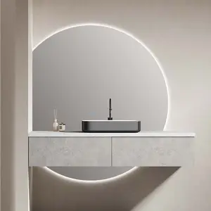 Klassische schwarze Holz Doppel waschbecken gerahmte Spiegel große Schubladen Mdf Vanity Badezimmers chränke für Villa