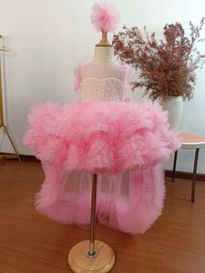 Splendida viola a coda lunga per bambini e bambine abito con disegno di perline abiti di compleanno per 1Y soffice abito a fiori da bambina - Product Image 4