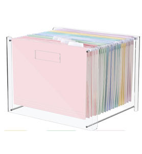 Acrylic File Folder Organizer, Hanging File Organizer Box, File Holder With Handles For Letter Size/A4, Clear File Box Desktop Folder Storage For Office Home Work -1 Pack