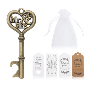 Mr & Mrs Key Bottle Opener Pendant Wedding Favor Gift With Tags And Bag Classical Style Portable <b>Beer</b> Charm - Product Image 3