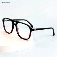 Montures de lunettes de pilote F3311 Designer Vintage à double pont, 55 mm, surdimensionnées, en acétate épais, solides, anti-reflet, robustes