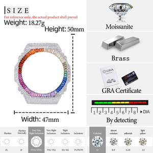 Accessoires de luxe pour montres : Lunette de montre arc-en-ciel en moissanite baguette complète testée au diamant, boîtier de montre fait main pour GA2100 - Product Image 6