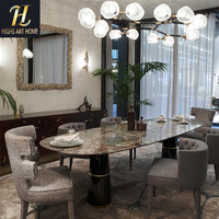 Table à manger en marbre naturel de luxe minimaliste moderne, modèle design pour villa, salle à manger, meubles Dongguan personnalisables
