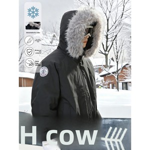 Parka d'hiver pour <span class=keywords><strong>homme</strong></span>, courte, imperméable, en nylon rembourré de polyester, avec capuche amovible à bordure en fourrure, épaisse et chaude, style décontracté et utilitaire - Product Image 3