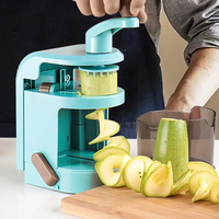 Coupe-pommes de terre en spirale multifonctionnel 4-en-1 grande capacité en plastique, hachoir à légumes, spiraliseur, trancheuse à légumes écologique en acier inoxydable