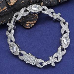 Hip Hop Eye 8 <b>Chain</b> <b>Cross</b> Bracelet Versatile Premium Men's Bracelet Tanjing Fashion Lijing Necklace - Product Image 1