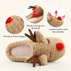 Chaussons de renne chauds et mignons pour femmes - Chaussons d'intérieur en laine pelucheuse pour l'hiver, confortables et respirants pour les fêtes de Noël (ODM/OEM) - Product Image 2