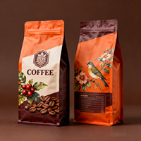 Sacs à café à fond plat personnalisés de 4 oz, 12 oz, 16 oz, 5 lb, refermables, avec valve, pour l'emballage des grains de café