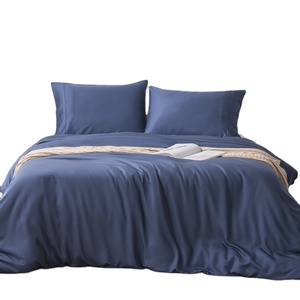 Queen Size Luxury Pure <strong>Navy</strong> Blue Bamboo Bed Sheet <strong>Set</strong> <strong>Duvet</strong> Cover <strong>Sets</strong> for Bedding - Product Image 5