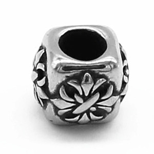 Yunnique Stainless Steel Square <b>Spacer</b> Bead with Lotus Design Casting Process for Bracelet Making - Product Image 1