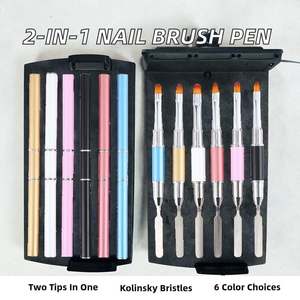 Double-Ended Nail <b>Brush</b> Pen 2-in-1 Kolinsky Hair 6 Colors Plastic Handle Painting Drawing Liner Tool for Acrylic UV Gel Nails - Product Image 2