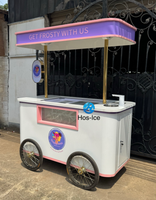Chariot mobile personnalisé pour glaces et bâtonnets, chariot commercial réfrigéré pour la présentation de gelato, chariot de vente alimentaire avec auvent lumineux et évier