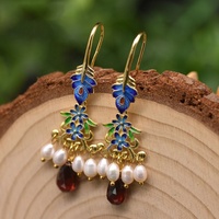 Boucles d'oreilles en perles cloisonné, boucles d'oreilles pendantes en émail chinois traditionnel, accessoires de mode quotidiens durables pour femmes