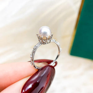 WENCHI - Soporte para Joyas de Plata DIY con Anillo de Plata S925, Cuentas Redondas de 9-12 mm, Anillo Ocultador de 6-12 mm - Accesorio 12035 China - Product Image 1