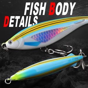 Señuelo de Pesca Tipo Lápiz de 130 mm, 45 g, 170 mm, 90 g, Hundimiento Lento, Madtuna ABS, Efecto UV, Ojos 3D, Anzuelo Triple, para Pesca de Atún, Señuelo para Peces Grandes, Lanzamiento Largo - Product Image 3