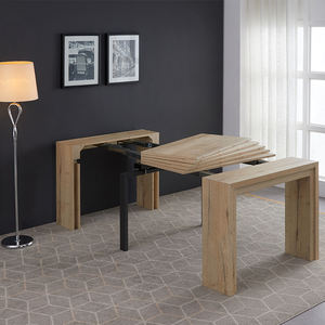 Tavolo Consolle Trasformabile in Rovere Bianco per Arredamento Casa, Tavolo da Pranzo Salvaspazio per Eventi - Product Image 4