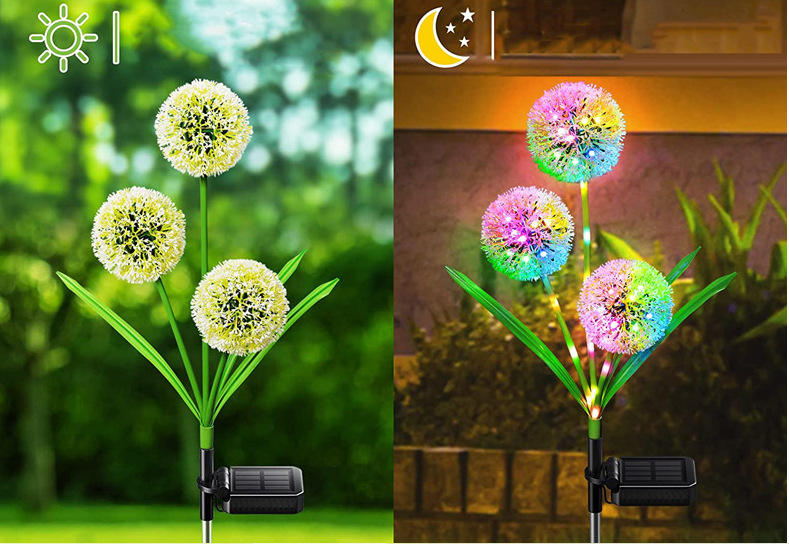 โซลาร์ โคมไฟดอกแดนดิไลออน 3 หัว