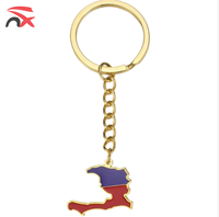 Porte-clés Souvenir en Alliage avec Pendentif Carte du Drapeau National d'Haïti, Vente en Gros Directe Usine Chine