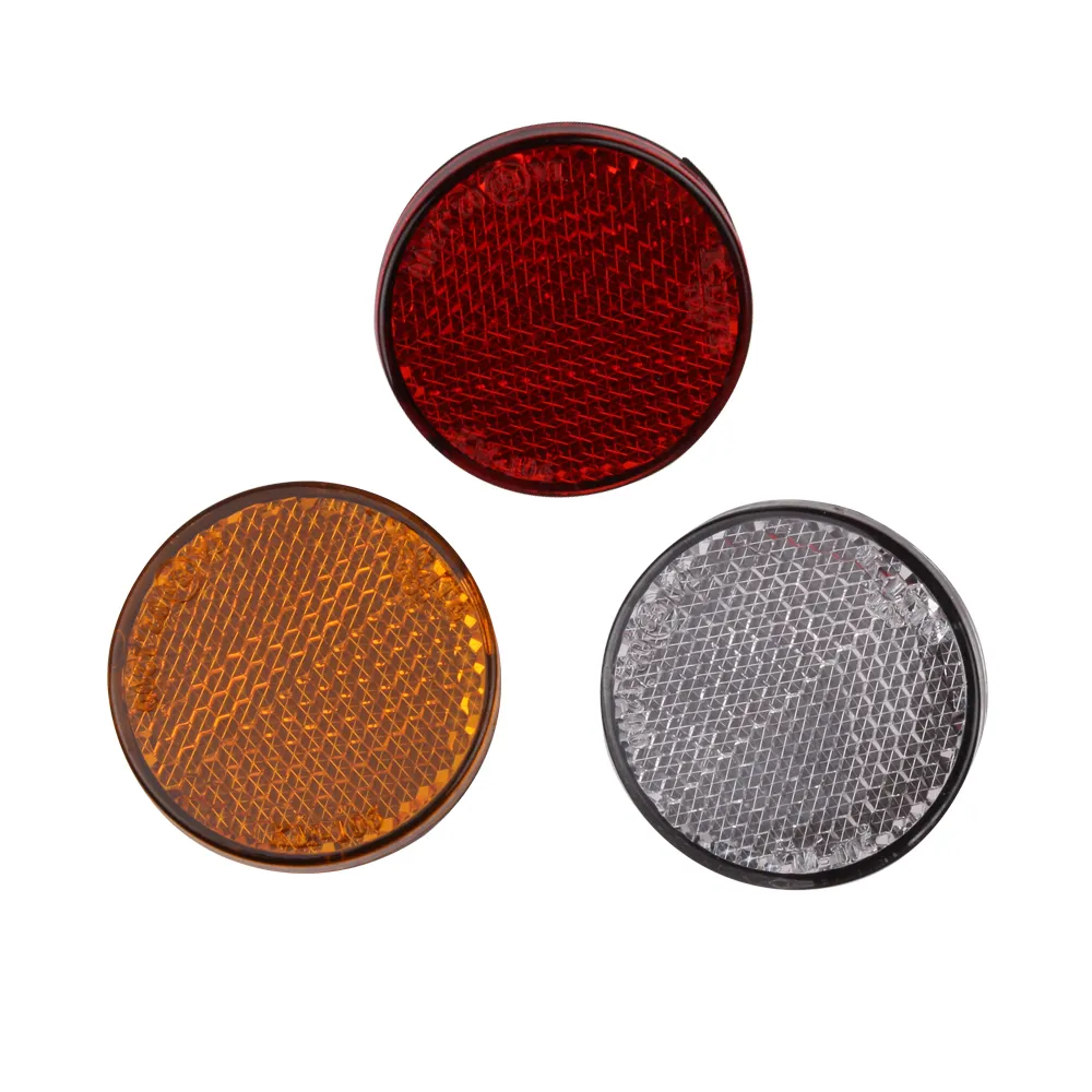 screw and adhesive 40mm plastic round motorcycle reflector KM106